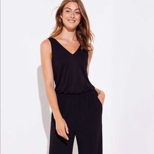 Loft black ruffle jumpsuit